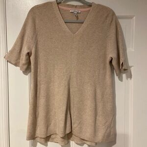Isaac Mizrahi Live! Beige Knit Short Sleeve Sweater Top – Size L